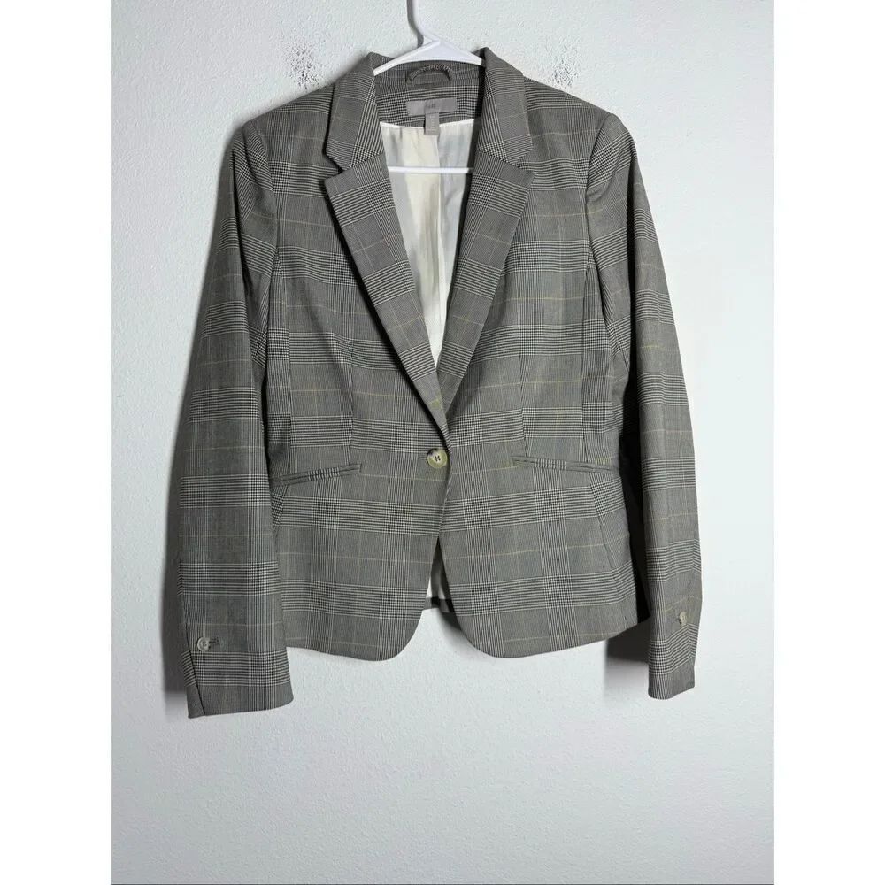 H&M Women’s Plaid 1 Button Blazer Lined Carrier Sz 4